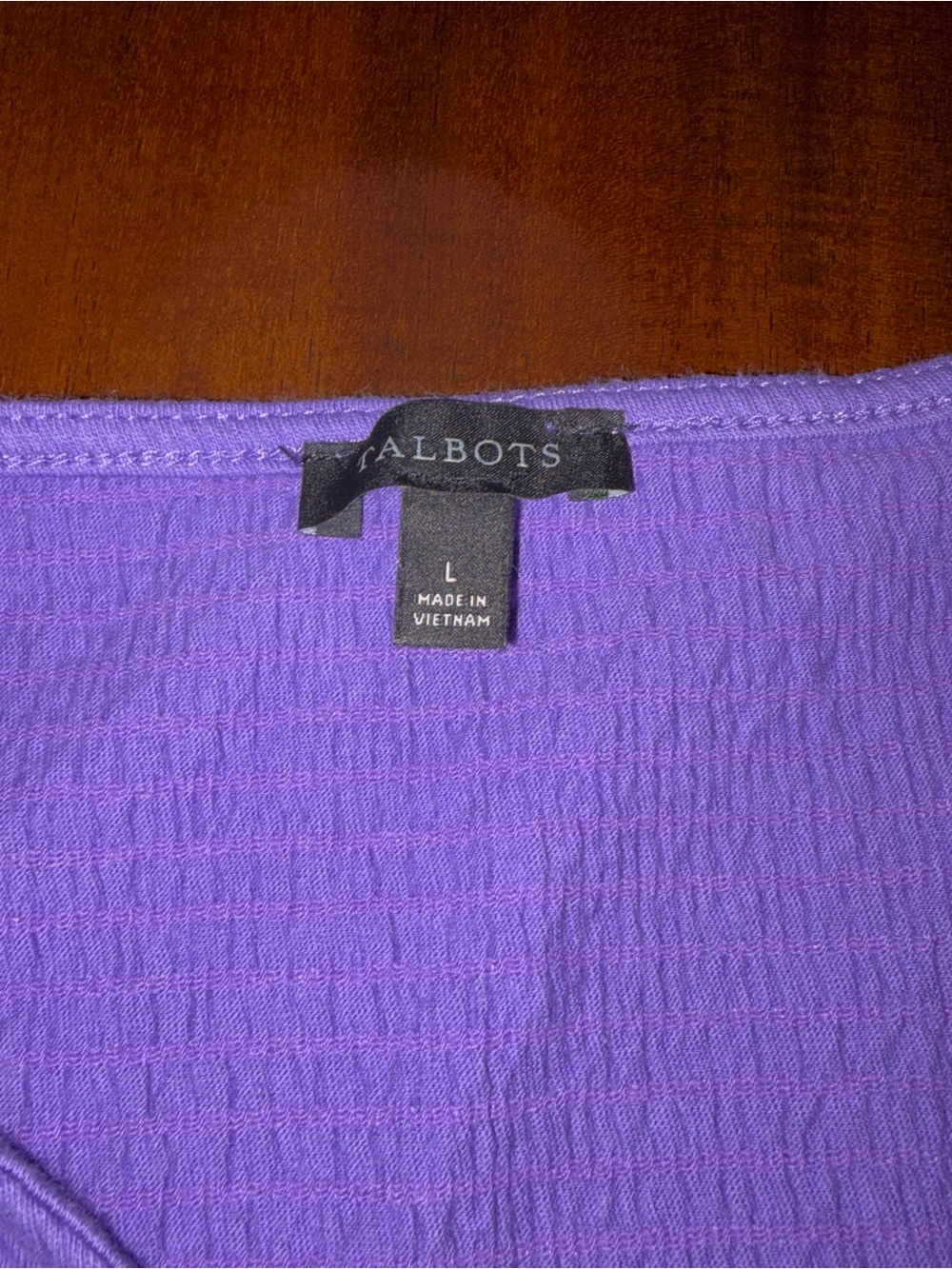 Talbots Purple Short-Sleeve Button Front Tie Hem Top - Picture 5 of 7